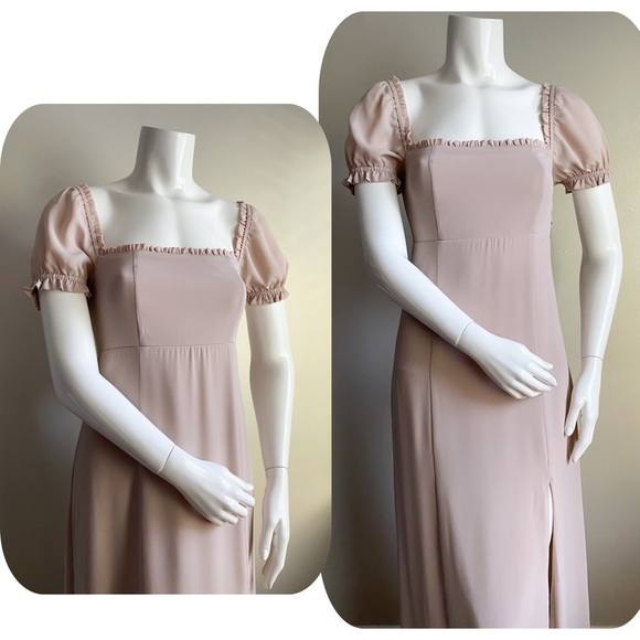 Show Me Your MuMu Brittany Maxi Dress Square Neck Blush Prom Bridesmaid Wedding - Picture 10 of 13